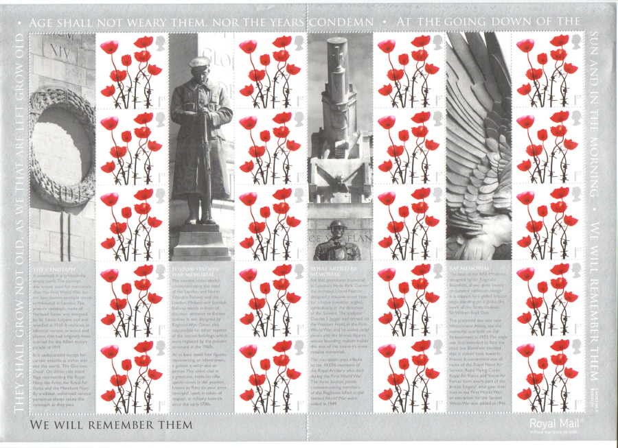(image for) LS35 2006 We Will Remember Them Royal Mail Generic Smilers Sheet