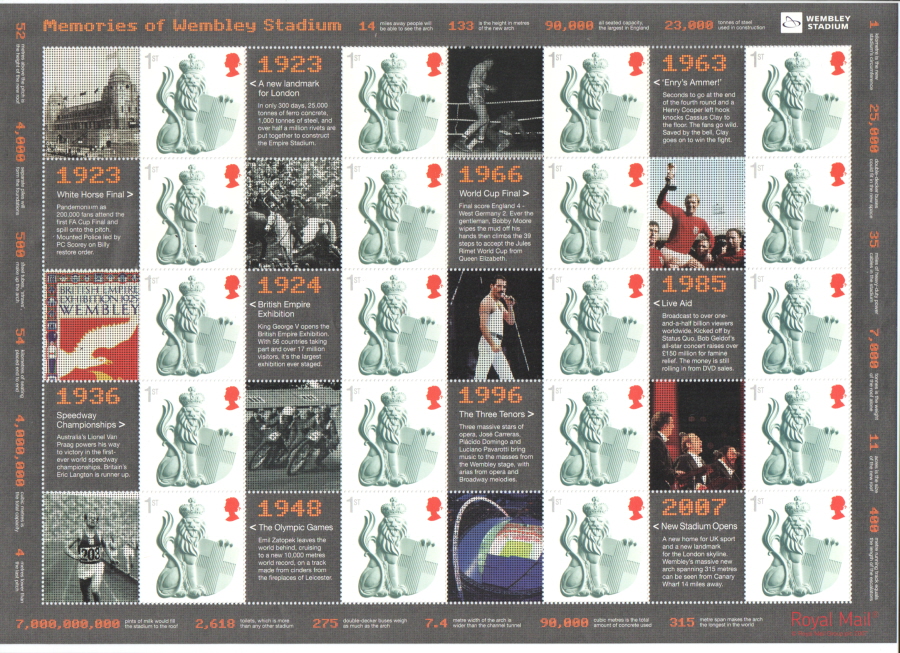 (image for) LS39 2007 Memories Of Wembley Stadium Royal Mail Smilers Sheet - Click Image to Close