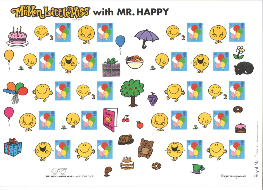 (image for) LS52 2008 Mr Men - Mr Happy Smilers For Kids Sheet