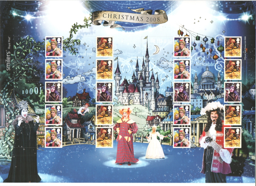 (image for) LS54 2008 Christmas Pantomimes Royal Mail Generic Smilers Sheet