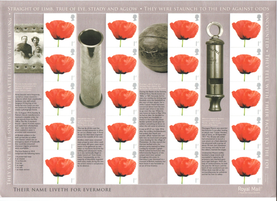 (image for) LS55 2008 We Will Remember Royal Mail Generic Smilers Sheet