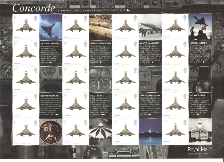 (image for) LS57 2009 Concorde 40th Anniversary Royal Mail Smilers Sheet - Click Image to Close