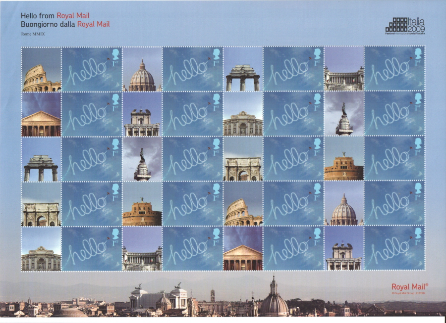(image for) LS66 "Italia 2009" Stamp Exhibition Royal Mail Smilers Sheet