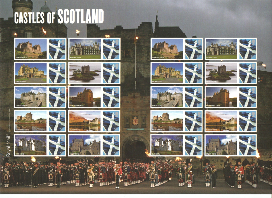 (image for) LS68 2009 Castles of Scotland Royal Mail Generic Smilers Sheet - Click Image to Close