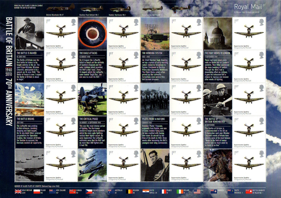 (image for) LS74 2010 Battle of Britain Royal Mail Generic Smilers Sheet