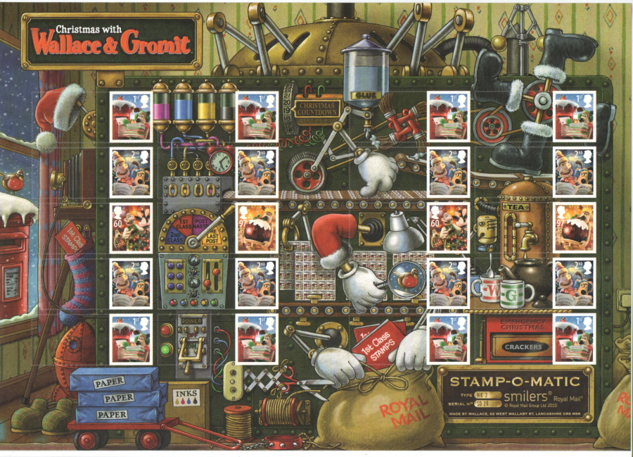 (image for) LS75 Christmas 2010 Wallace & Gromit Royal Mail Smilers Sheet - Click Image to Close