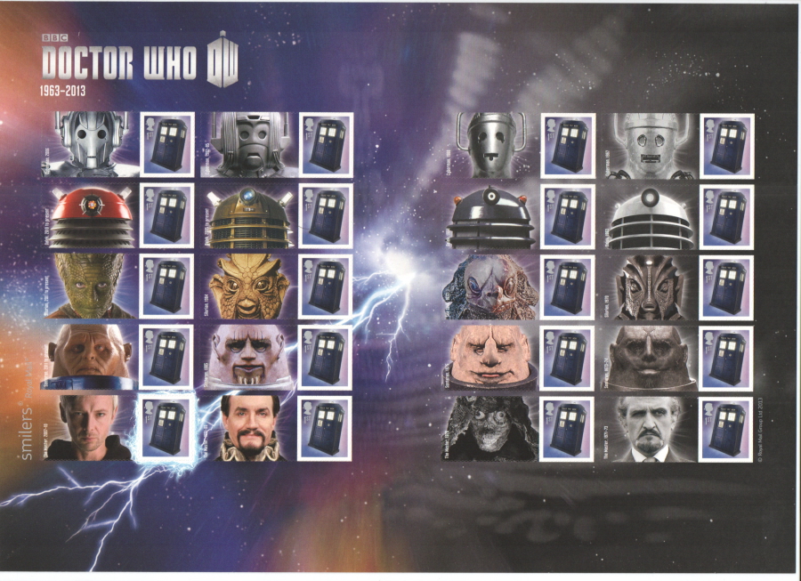 (image for) LS85 2013 Doctor Who Royal Mail Generic Smilers Sheet - Click Image to Close