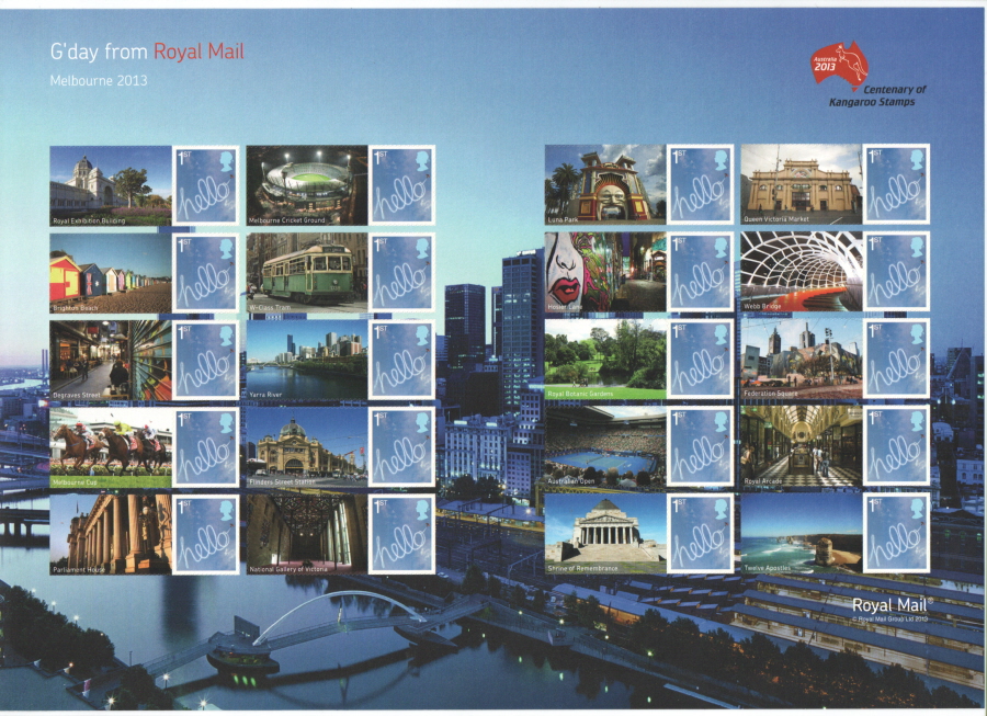 (image for) LS86 Australia 2013 "G'day from" Royal Mail Smilers Sheet