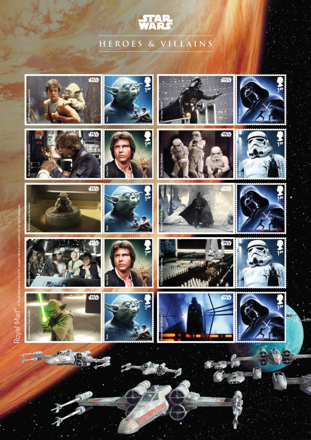 (image for) LS96 2015 Star Wars Royal Mail Generic Smilers Sheet - Click Image to Close