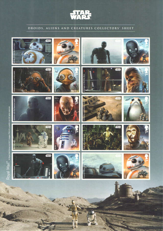 (image for) LS106 2017 Star Wars Royal Mail Generic Smilers Sheet - Click Image to Close
