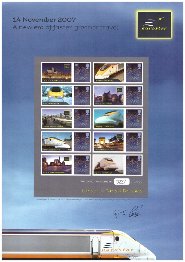 (image for) BC-125 2007 Eurostar Business Smilers Sheet autographed by PJ Cole.