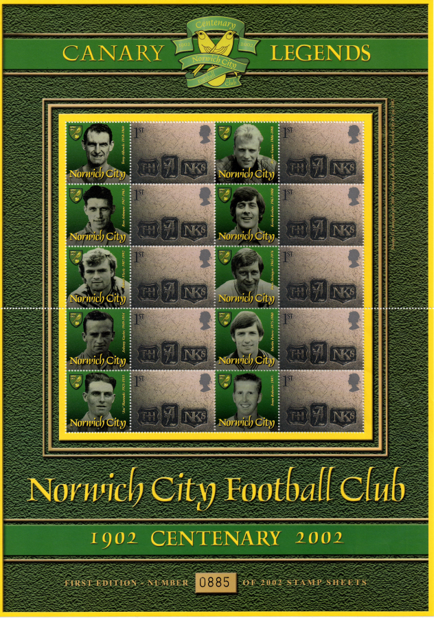 (image for) BC-007 2002 Norwich City Centenary Business Smilers Sheet - Click Image to Close