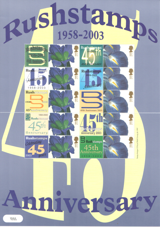 (image for) BC-012 2003 Rushstamps 45th Anniversary (1) Business Smilers Sheet - Click Image to Close