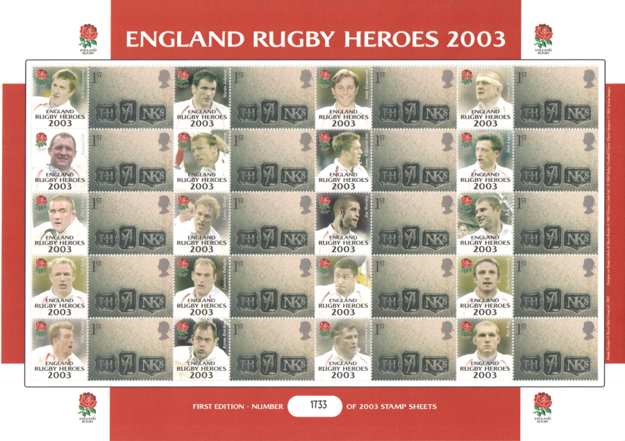 (image for) BC-015 2003 England Rugby Heroes Business Smilers Sheet