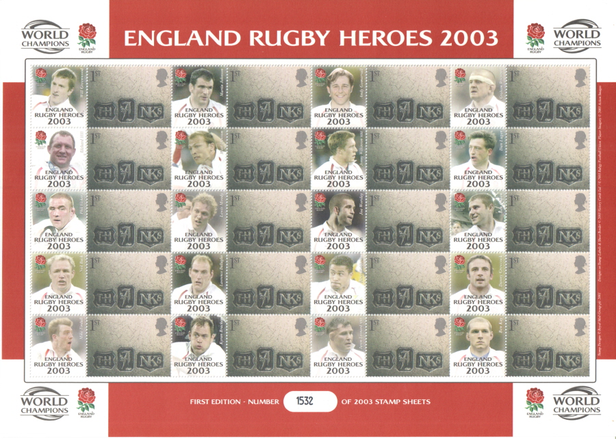 (image for) BC-016 2003 England Rugby World Champions Business Smilers Sheet