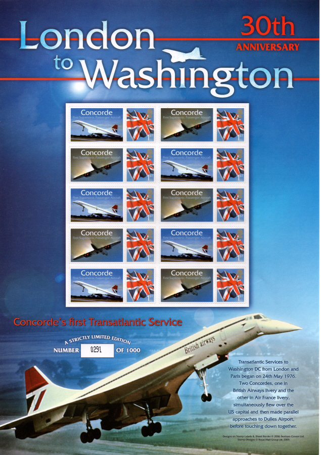 (image for) BC-082 2006 Concorde London to Washington Business Smilers Sheet