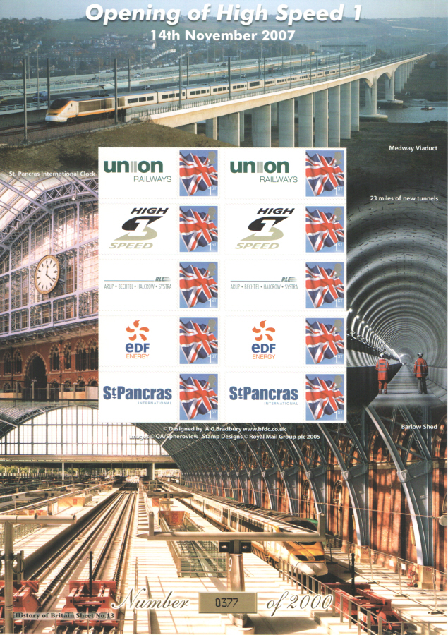 (image for) BC-121 2007 Opening of High Speed 1 History of Britain No.13 Business Smilers Sheet