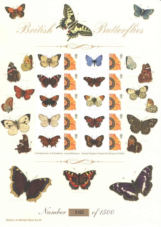 (image for) BC-138 2008 Butterflies History of Britain No.18 Business Smilers Sheet - Click Image to Close