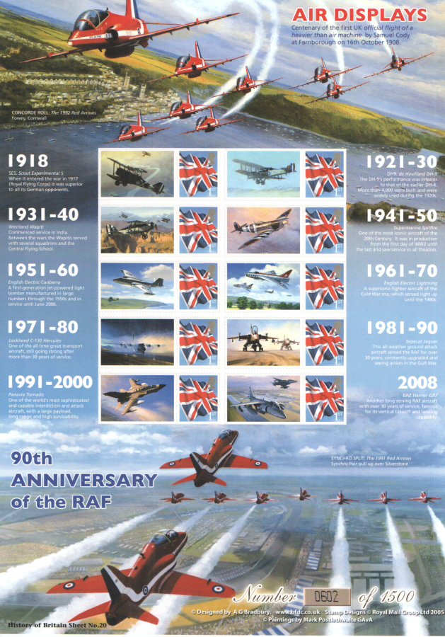 (image for) BC-146 2008 Air Displays History of Britain No.20 Business Smilers Sheet - Click Image to Close