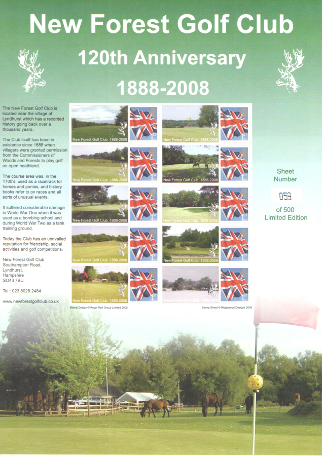 (image for) BC-160 2008 New Forest Golf Club Business Smilers Sheet