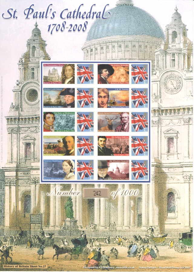 (image for) BC-163 2008 St Paul's Cathedral History of Britain 27 Business Smilers Sheet