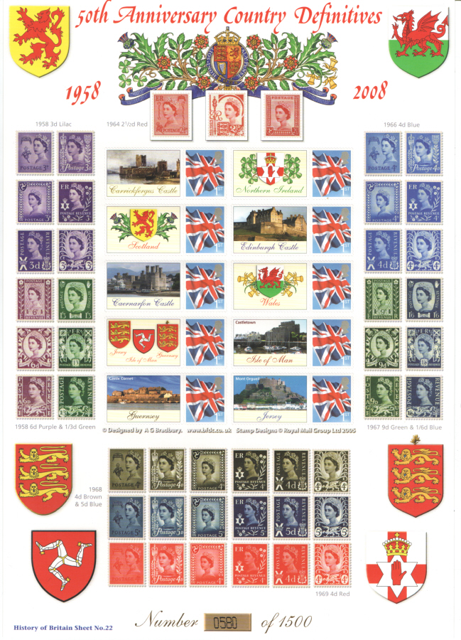 (image for) BC-166 2008 Country Definitives History of Britain 22 Business Smilers Sheet