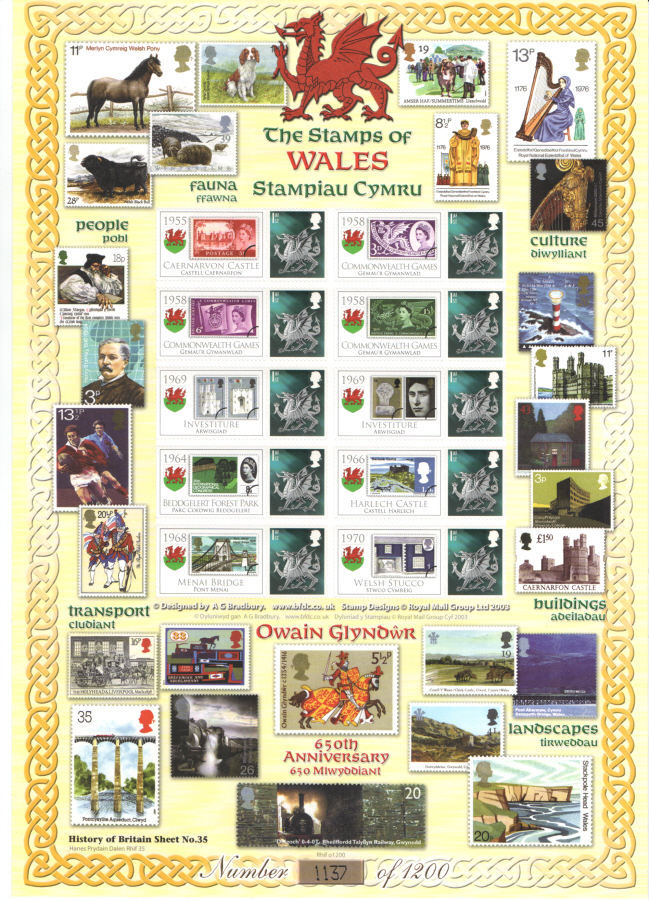 (image for) BC-197 2009 The Stamps of Wales History of Britain 35 Business Smilers Sheet - Click Image to Close