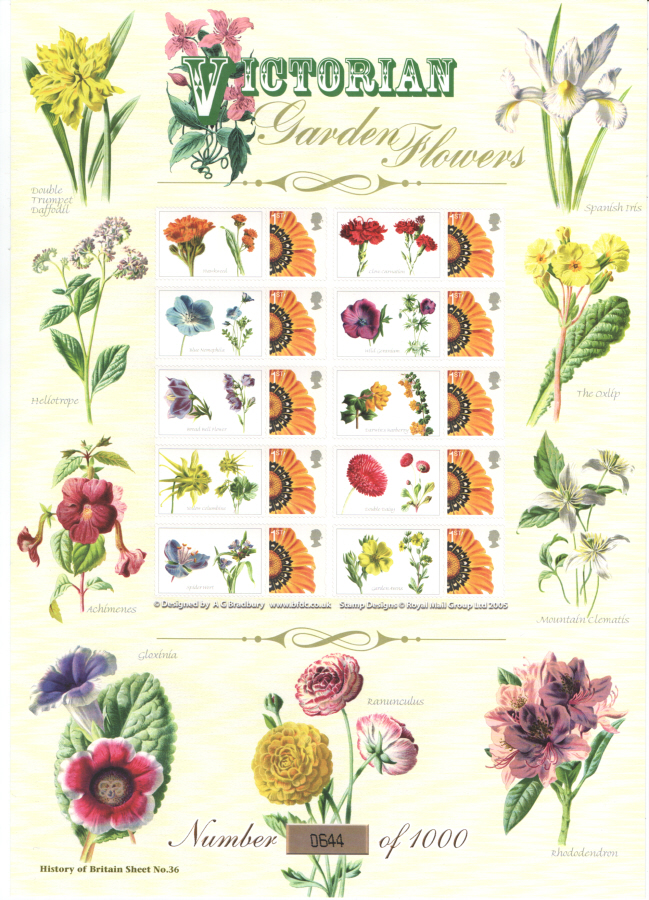 (image for) BC-208 2009 Victorian Garden Flowers History of Britain 36 Business Smilers Sheet - Click Image to Close