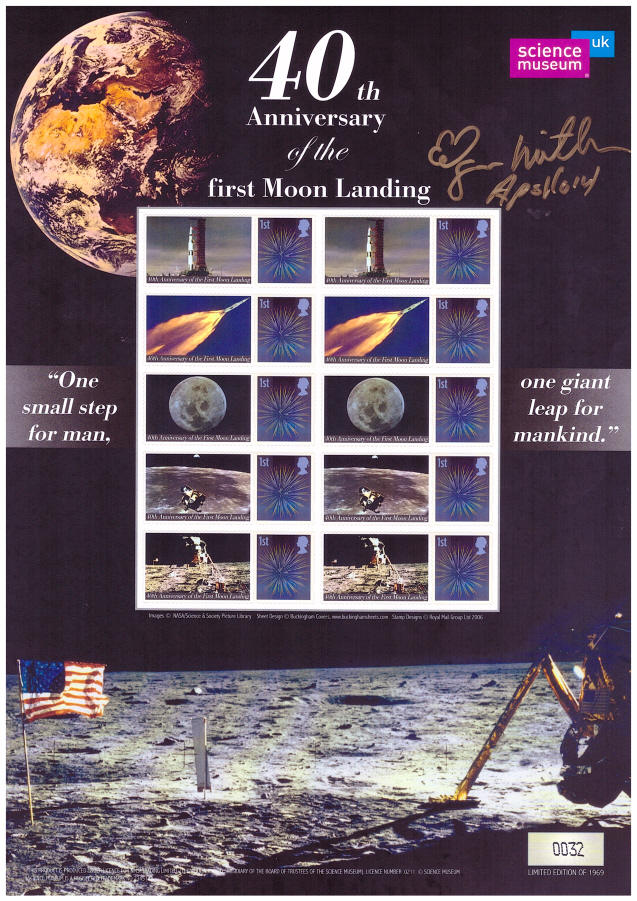 BC-217 2009 Edgar Mitchell signed Moon Landing 40th Anniversary Business Smilers Sheet (image for) BC-217 2009 Edgar Mitchell signed Moon Landing 40th Anniversary Business Smilers Sheet