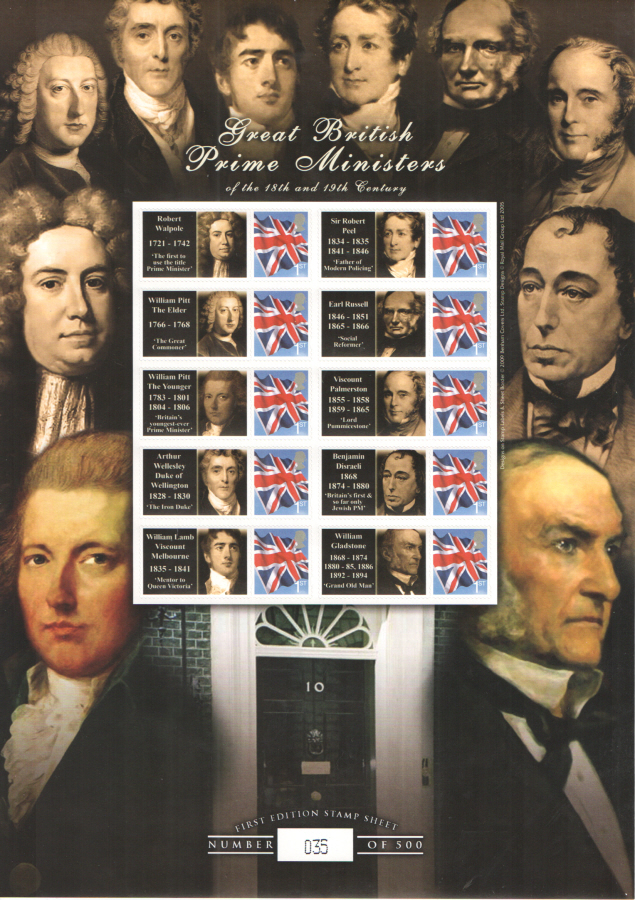 (image for) BC-218 2009 Great British Prime Ministers Business Smilers Sheet - Click Image to Close