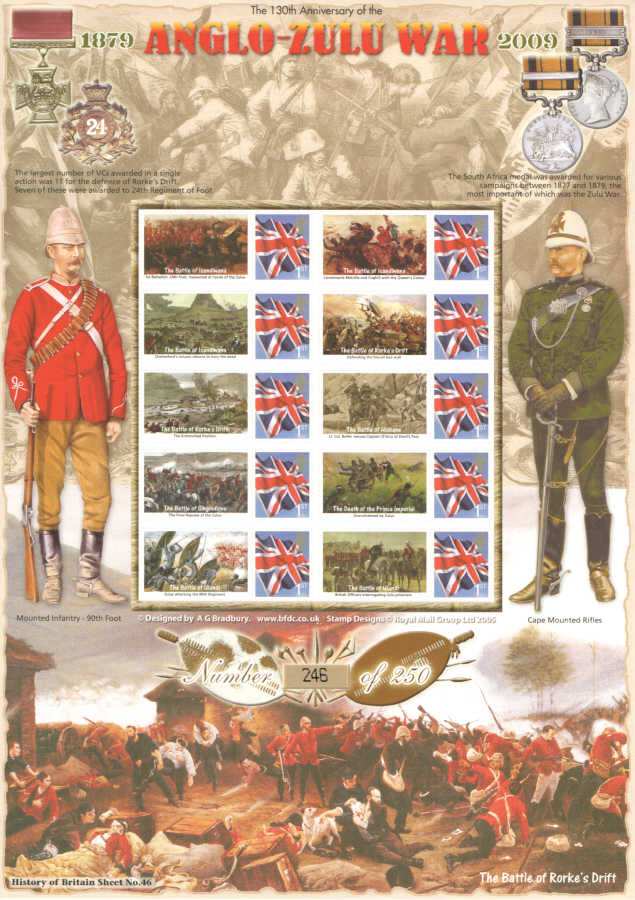(image for) BC-252 2009 Anglo-Zulu War History of Britain 46 Business Smilers Sheet