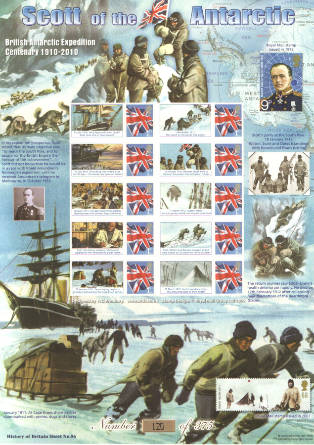 (image for) BC-284 2010 Scott of the Antarctic History of Britain 56 Business Smilers Sheet