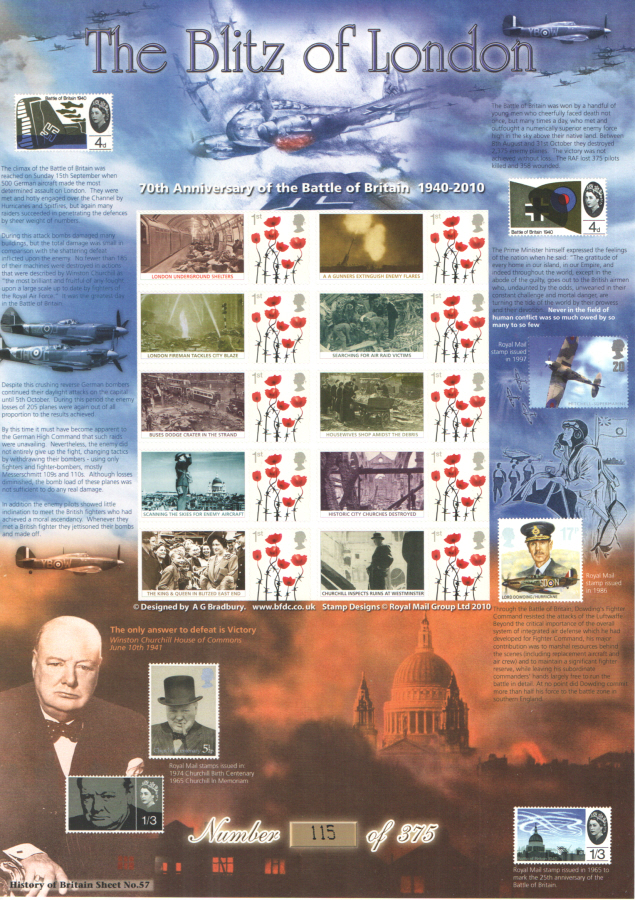 (image for) BC-291 2010 Blitz of London History of Britain 57 Business Smilers Sheet