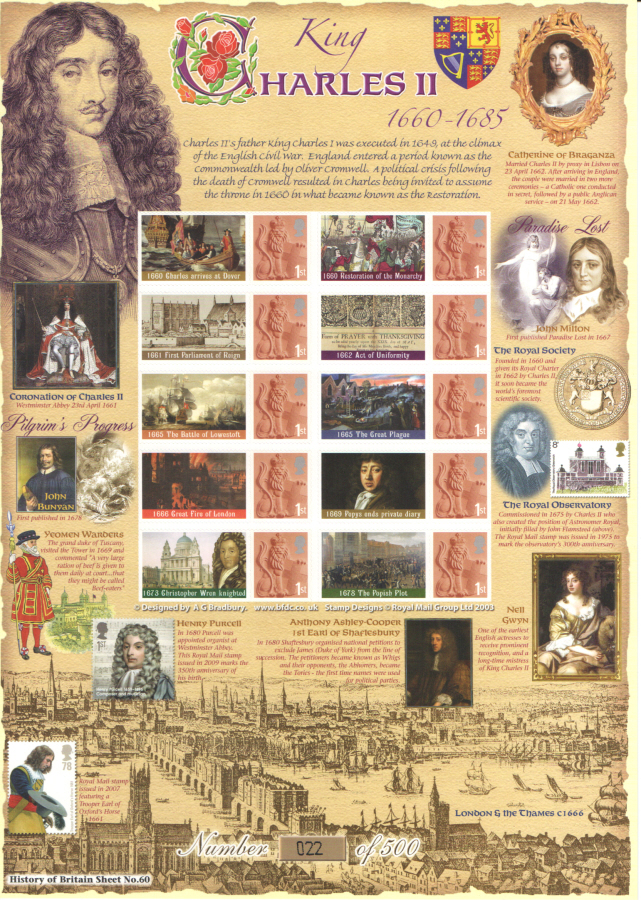 (image for) BC-308 2010 Charles II History of Britain 60 Business Smilers Sheet - Click Image to Close