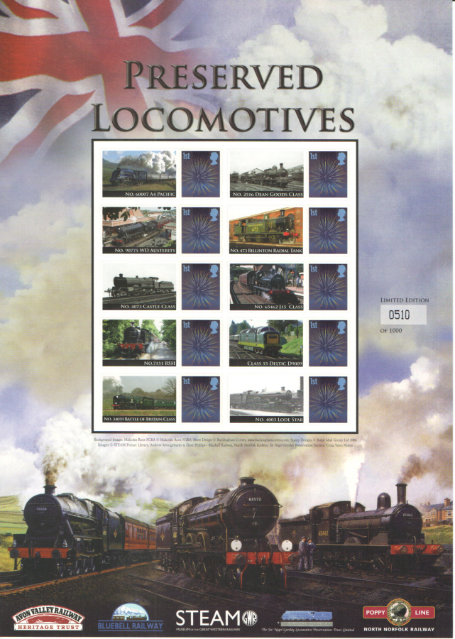 (image for) BC-333 2011 Preserved Locomotives Business Smilers Sheet - Click Image to Close
