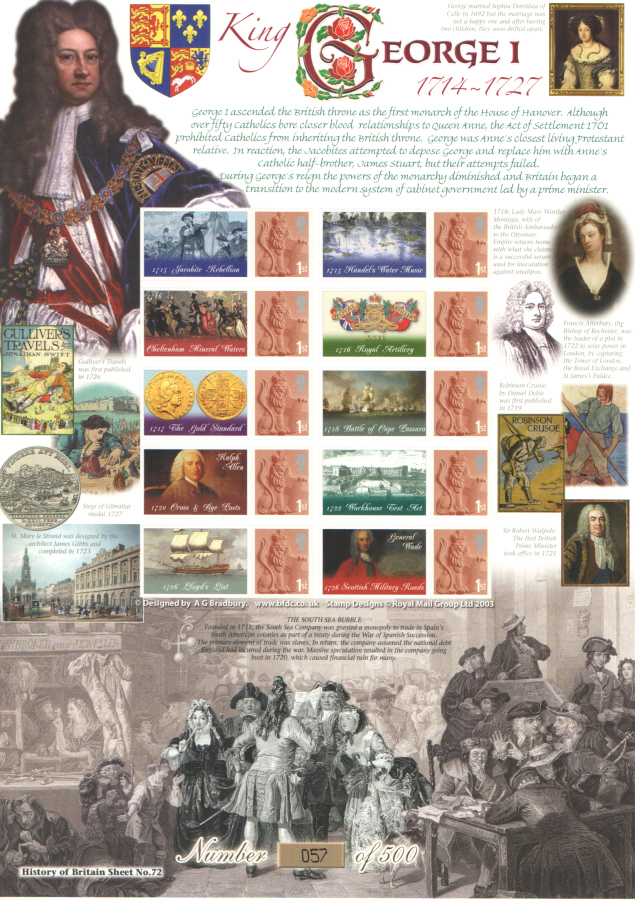 (image for) BC-348 2011 King George I History of Britain 72 Business Smilers Sheet