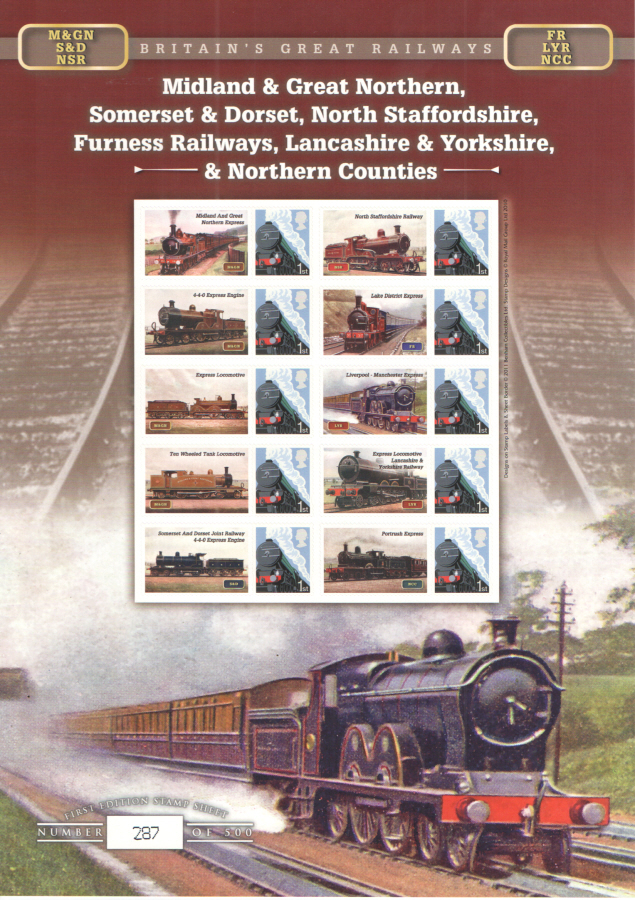 (image for) BC-349 2011 Midland & Great Northern etc Railways Business Smilers Sheet - Click Image to Close