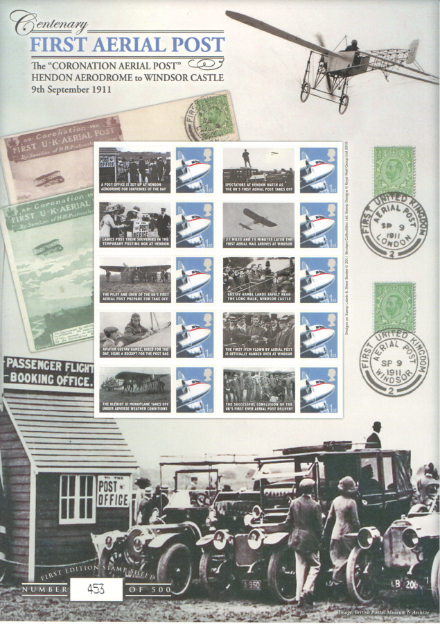 (image for) BC-353 2011 Centenary of First Aerial Post Business Smilers Sheet - Click Image to Close