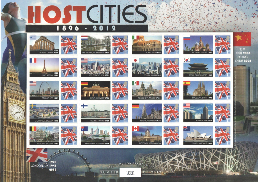 (image for) BC-382 2012 Olympic Host Cities Business Smilers Sheet - Click Image to Close