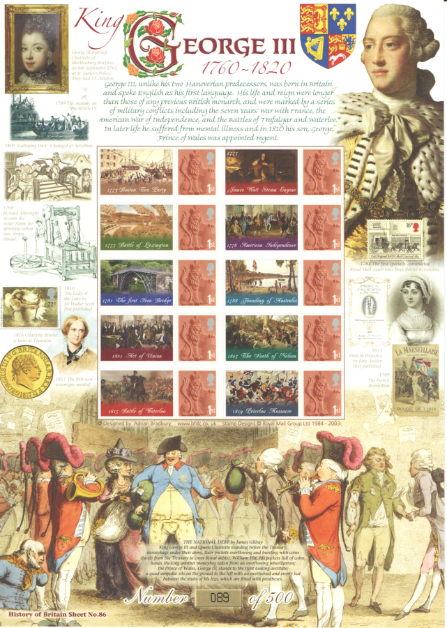 (image for) BC-392 2012 King George III History of Britain 86 Business Smilers Sheet - Click Image to Close