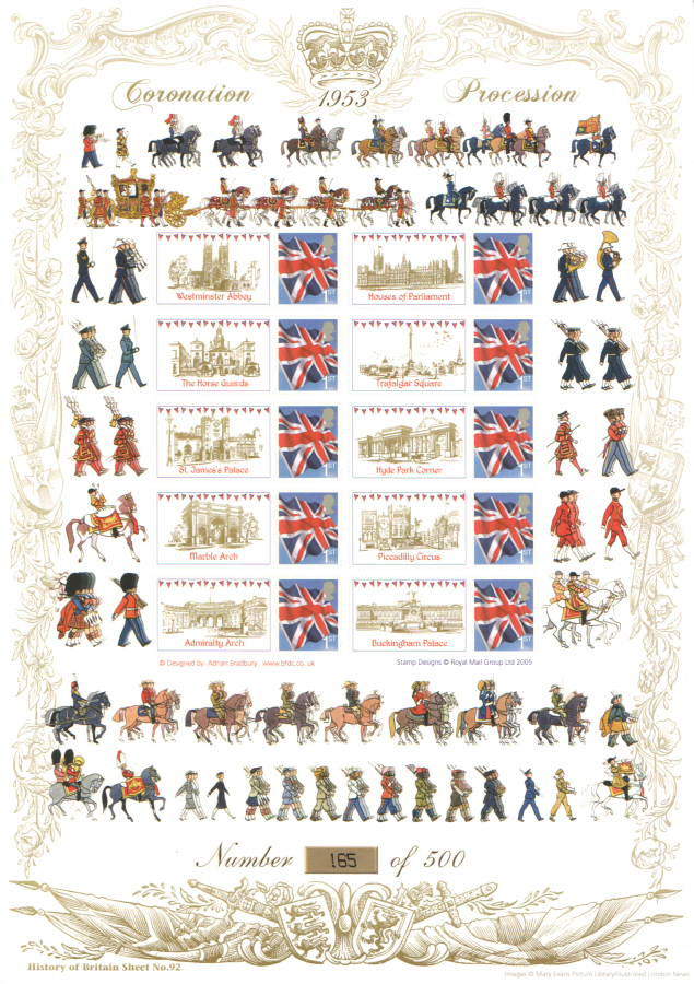 (image for) BC-398 2013 Coronation Procession History of Britain 92 Business Smilers Sheet