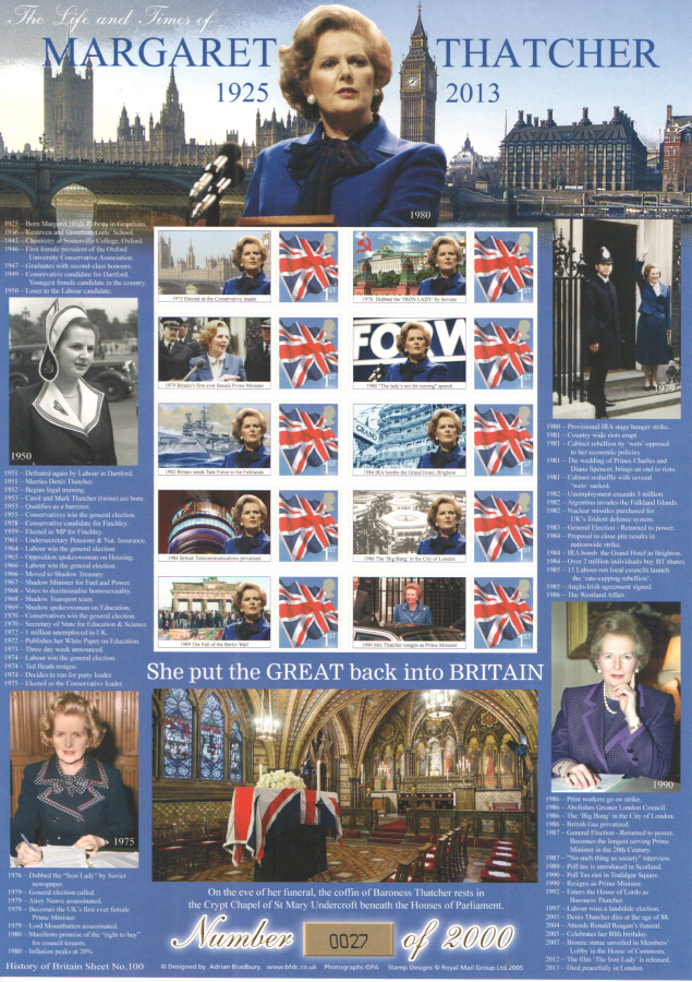 (image for) BC-417 2013 Margaret Thatcher History of Britain 100 Business Smilers Sheet