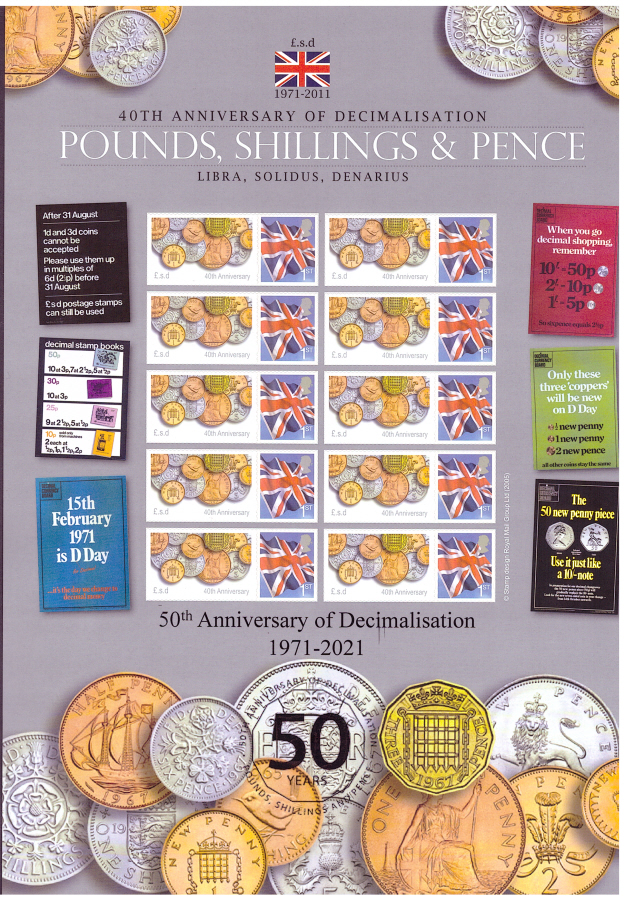 (image for) BC-428a 2021 Pounds, Shillings & Pence 50th Anniversary Business Smilers Sheet