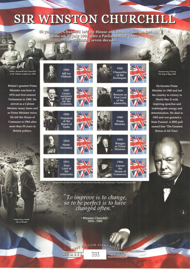 (image for) BC-435 2014 Sir Winston Churchill Business Smilers Sheet - Click Image to Close
