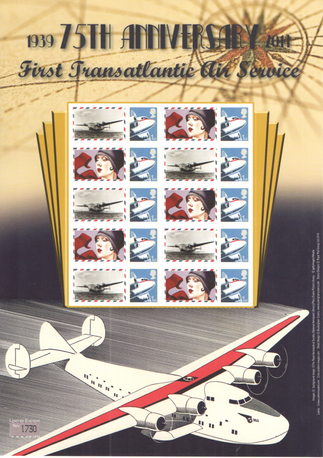 (image for) BC-437 2014 First Transatlantic Air Service 75th Anniversary Business Smilers Sheet - Click Image to Close