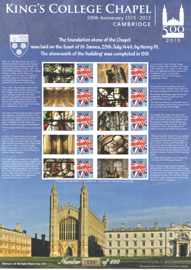 (image for) BC-467 2015 King's College Chapel History of Britain 115 Business Smilers Sheet