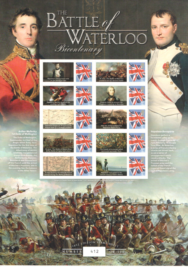 (image for) BC-473 2015 The Battle of Waterloo Bicentenary Business Smilers Sheet