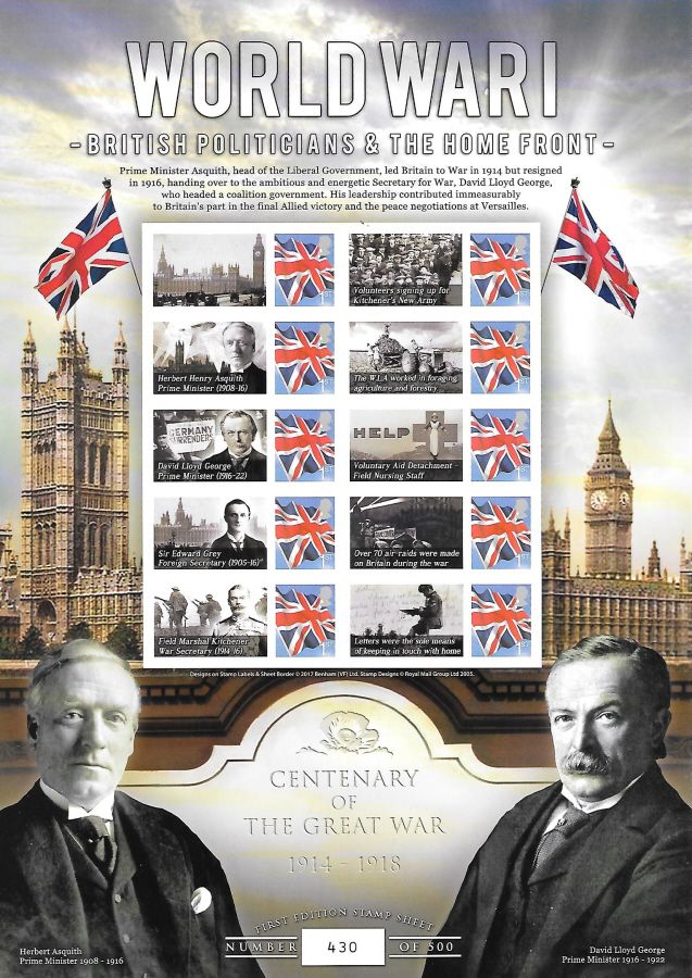 (image for) BC-507 2017 WWI Politicians & The Home Front Business Smilers Sheet
