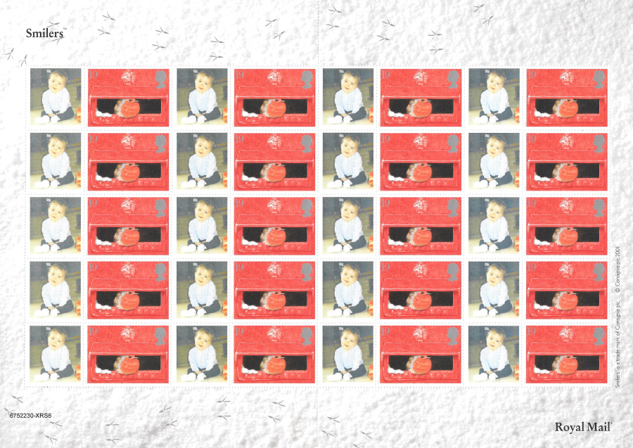(image for) LS2a (Var.) / CS-006 2001 Christmas Robins Consignia Customised Smilers Sheet