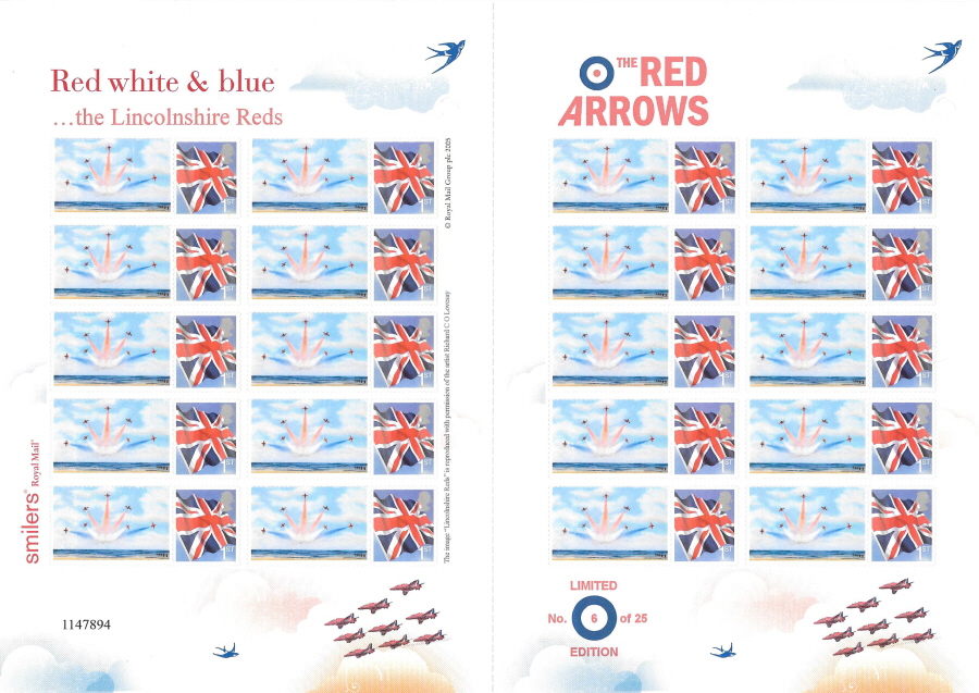 (image for) TS-102 2006 Lincolnshire Reds - Red Arrows Themed Smilers Sheet - Click Image to Close